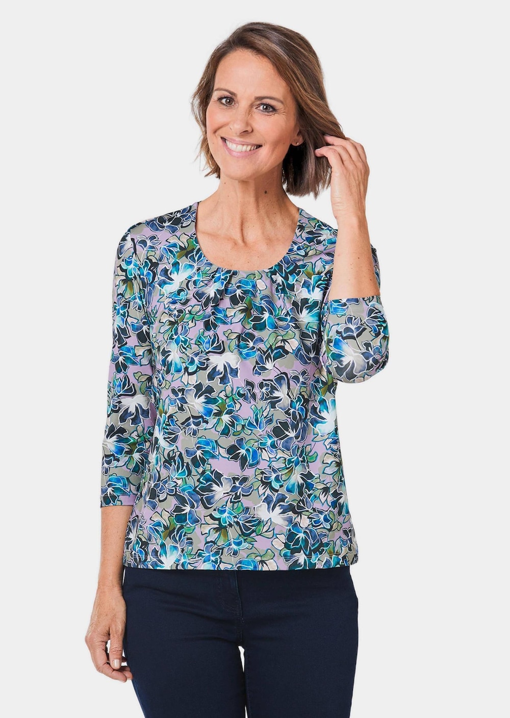 Florales Halbarmshirt mit Rundhals