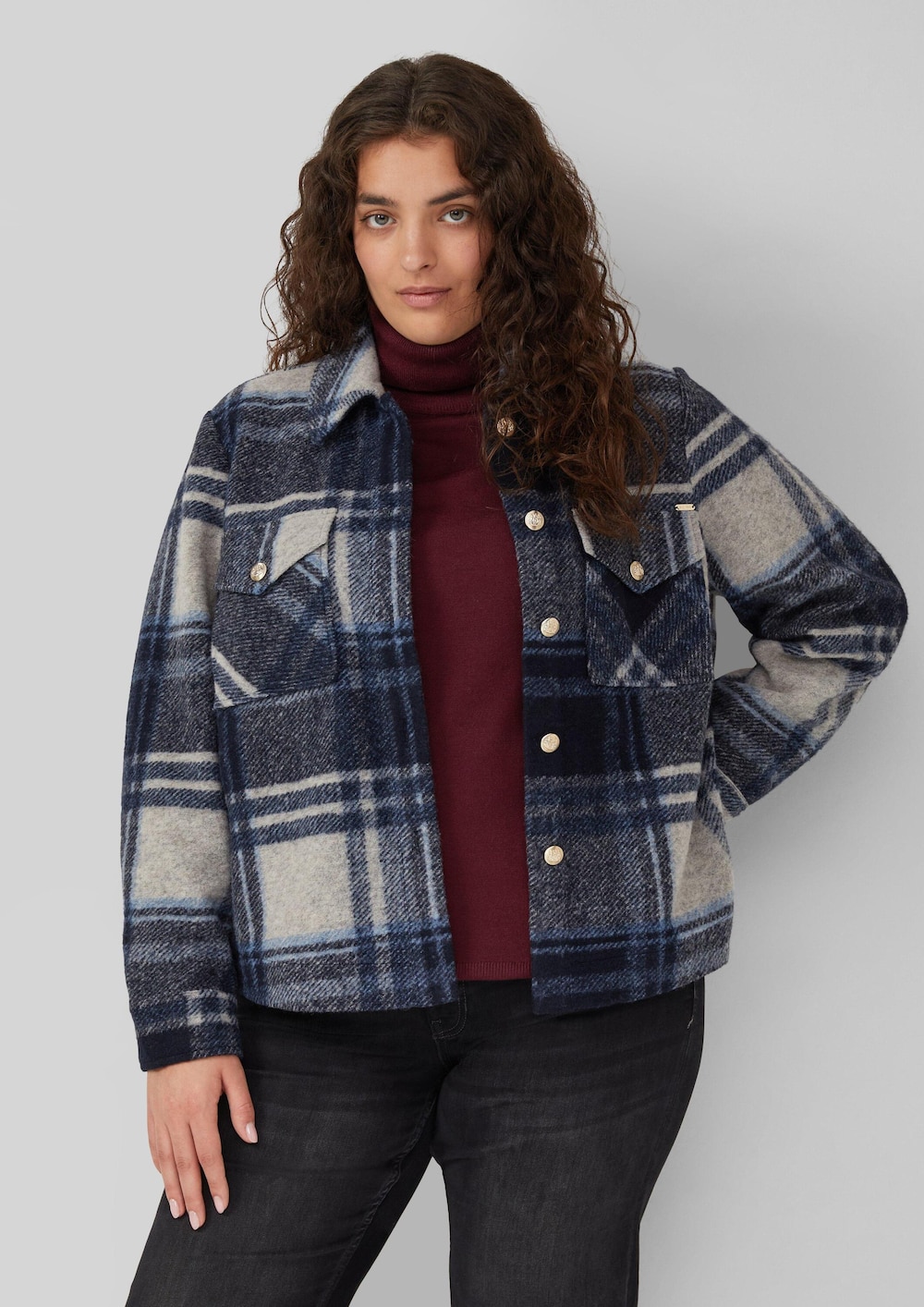 Leichte Wollmix-Jacke mit aufgesetzten Taschen