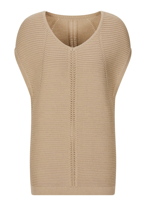 Rippstrickpullover mit V-Ausschnitt