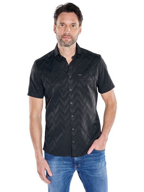 Herren Hemd uni , Schwarz
