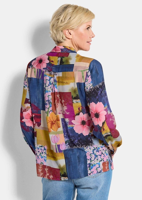 Viscose blouse met patchworkprint