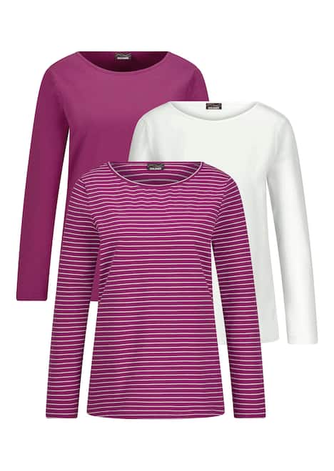 Langarm 3er-Baumwollshirt-Set