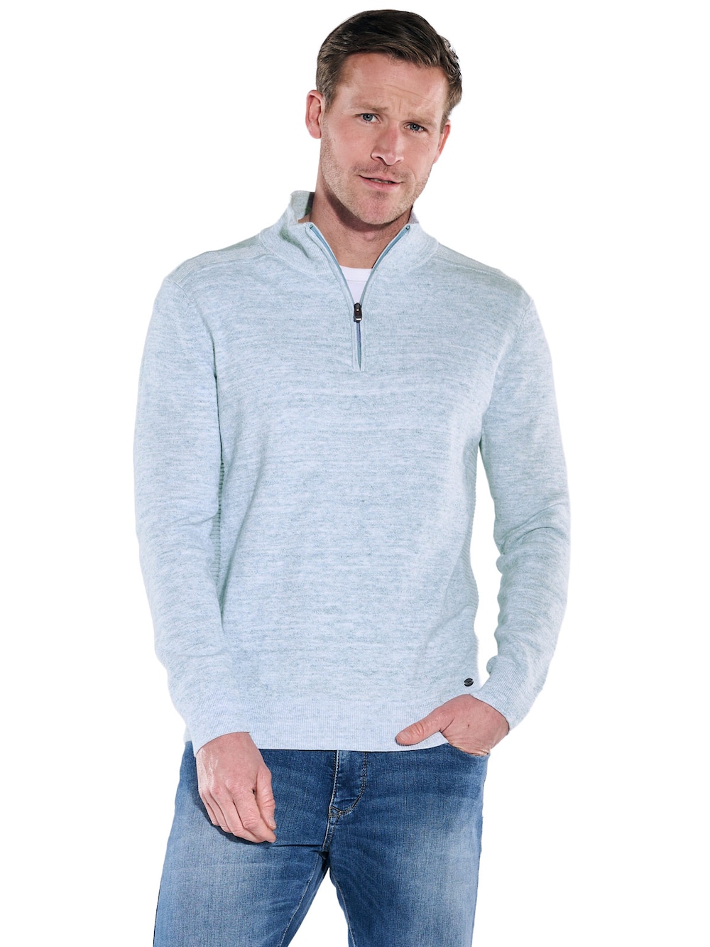 engbers Herren Pullover Polokragen , Hellblau