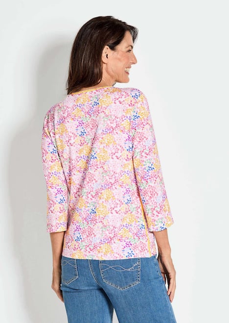 Viskoseshirt im Alloverdruck, Rundhals