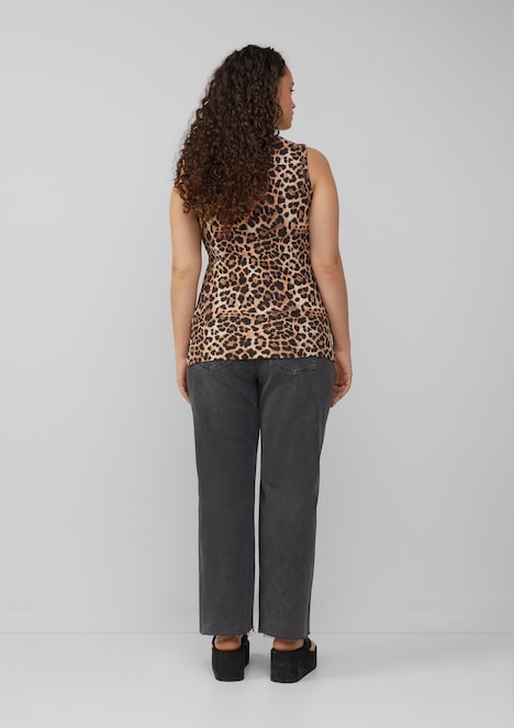 Geripptes Tanktop mit All-over-Print