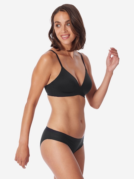Schiesser Damen Slip Invisible Cotton 4-Pack schwarz,maple