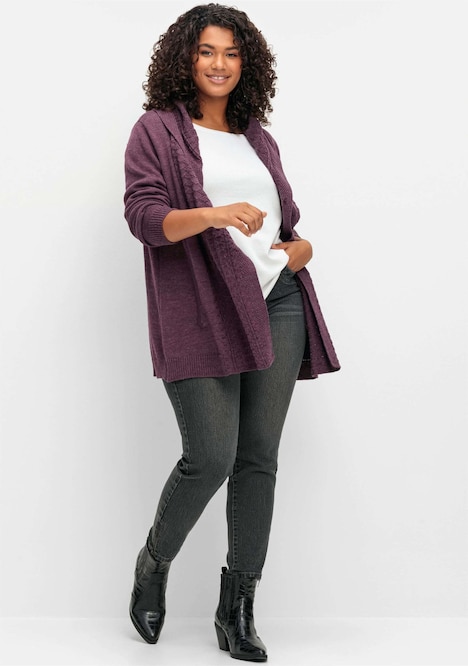Cardigan Langarm Uni Mit Kapuze