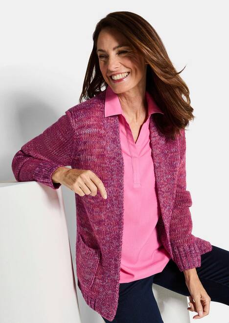 Langarm Melange-Cardigan, flauschig