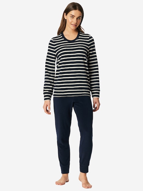 Schiesser Damen Pyjama Casual Essentials - nachtblau