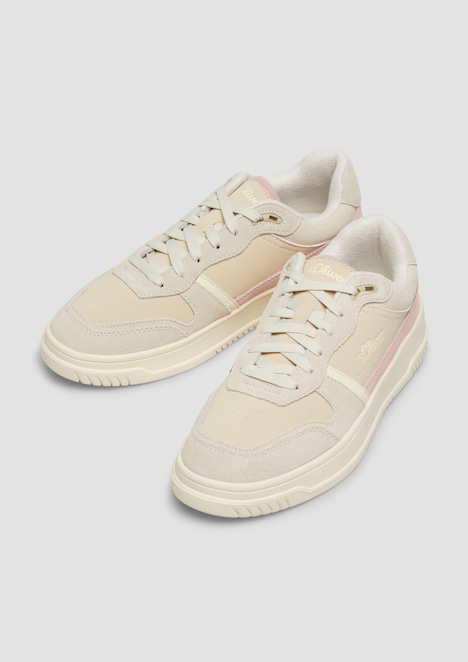 Leder-Sneaker mit Plateau-Sohle