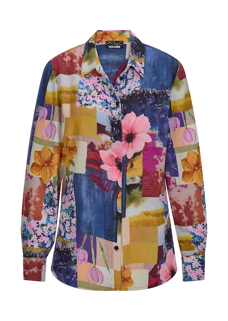 Viscose blouse met patchworkprint