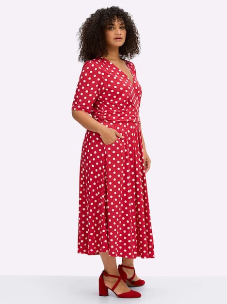 Jersey-Kleid Kurzarm Ohne Kragen