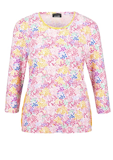 Viskoseshirt im Alloverdruck, Rundhals