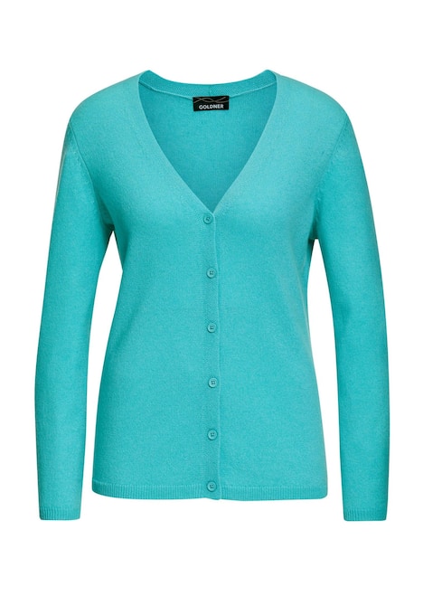 Kaschmirstrickjacke mit V-Ausschnitt