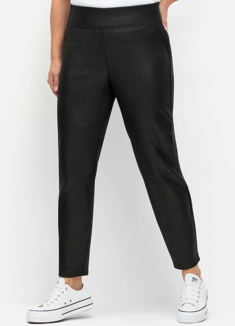 Leggings Leggings in Schimmer-Leder-Optik Rundumdehnbund Uni