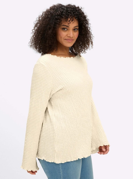 Langarm-Shirt Langarmshirt aus stretchiger Smok-Qualität Langarm