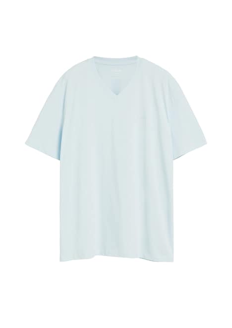 Baumwoll-T-Shirt mit Logo-Print und V-Neck