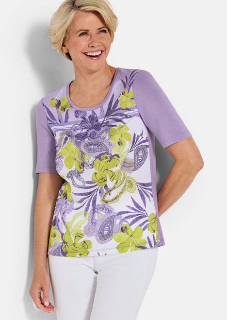 Glanzshirt mit floralem Paisley-Muster