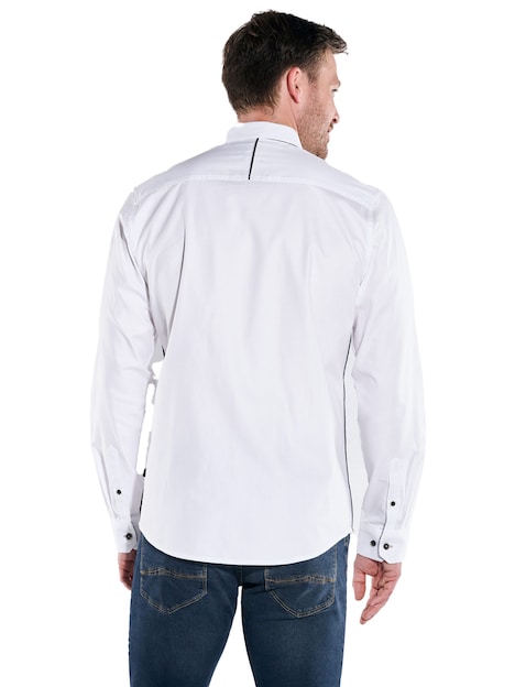 Herren Langarm-Hemd uni , Reinweiss