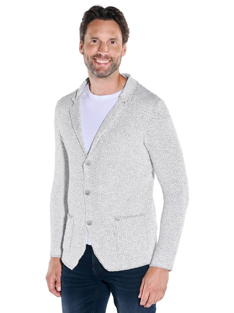 engbers Herren Strick-Sakko strukturiert , Naturweiss