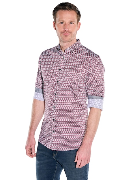 Herren Hemd langarm , Bordeaux