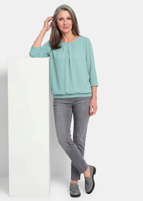 Chiffon-Shirt mit 3/4-Arm, Rundhals