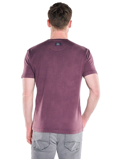 Herren Rundhals T-Shirt mit Logo , Bordeaux