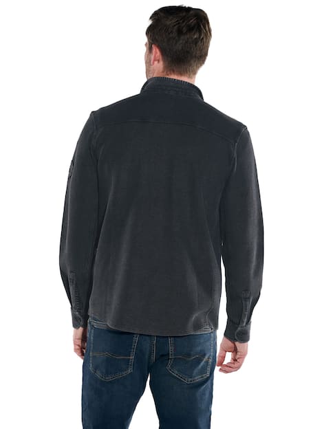 engbers Herren Overshirt strukturiert , Schwarz