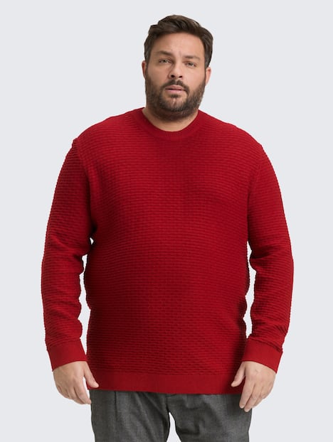 Tom Tailor Men PLUS Pullover & Strickjacken Plus Size - Strickpullover mit Rundhalsausschnitt