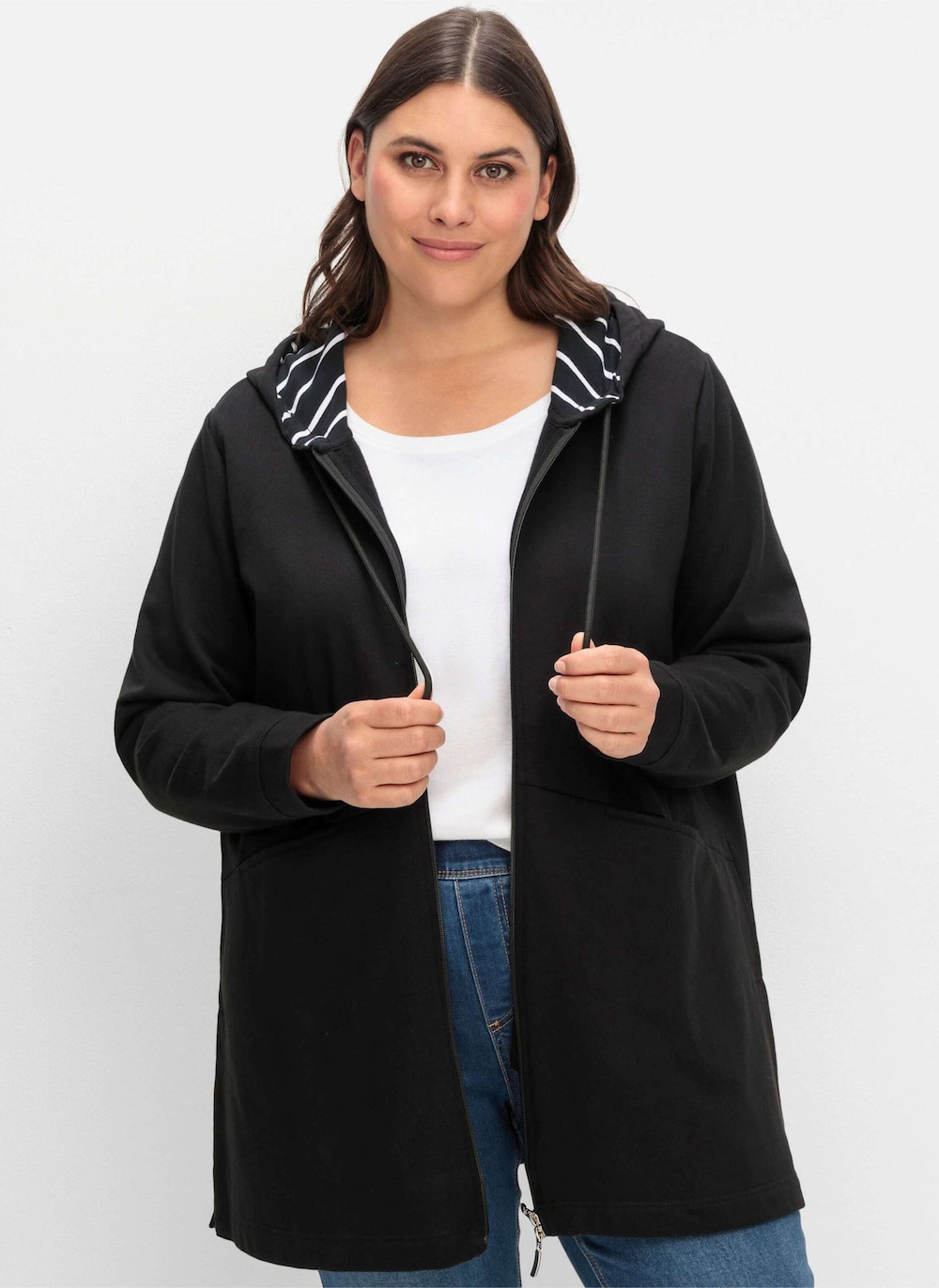 Sweatjacke Langarm Uni Mit Kapuze