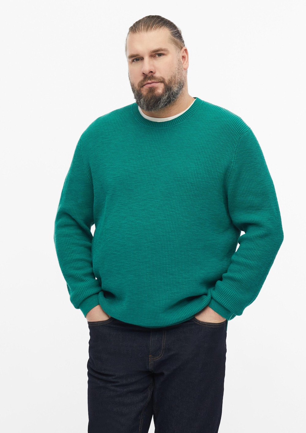 Gerippter Flammgarn-Pullover im Modern Fit
