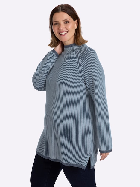 Pullover Rollkragenpullover in Allover-Längsstreifenoptik Langarm Rollkragen