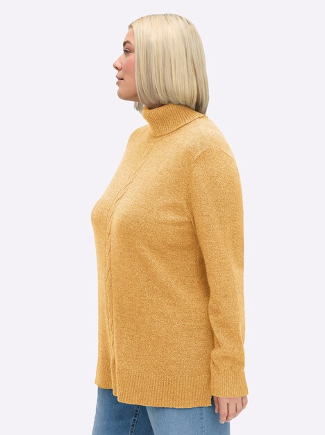 Pullover Langarm Jersey Uni Rollkragen