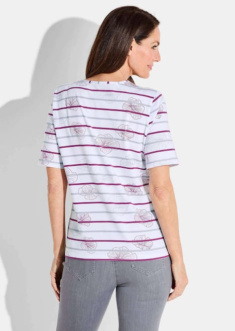 GOLDNER Shirt Jersey shirt met strepen en bloemen