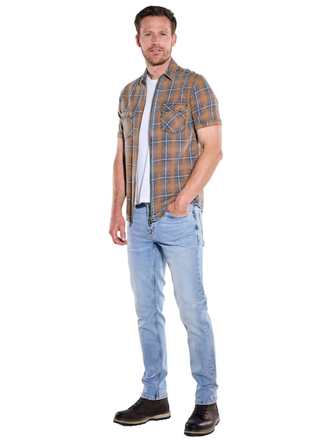 Herren Kurzarm-Hemd mit Reißverschluss , Cognac