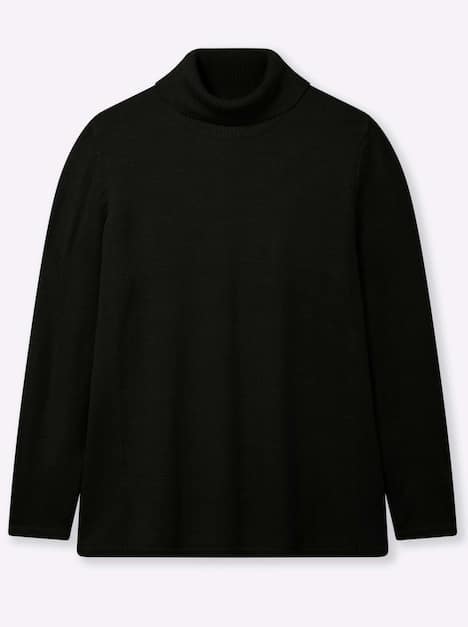 Pullover Langarm Jersey Uni Rollkragen