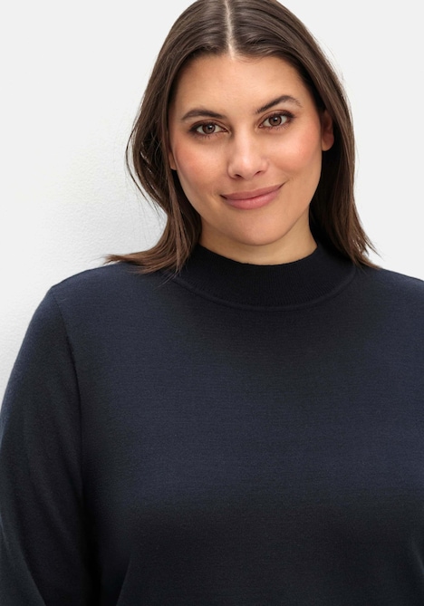 Strickpullover Langarm Uni Stehkragen