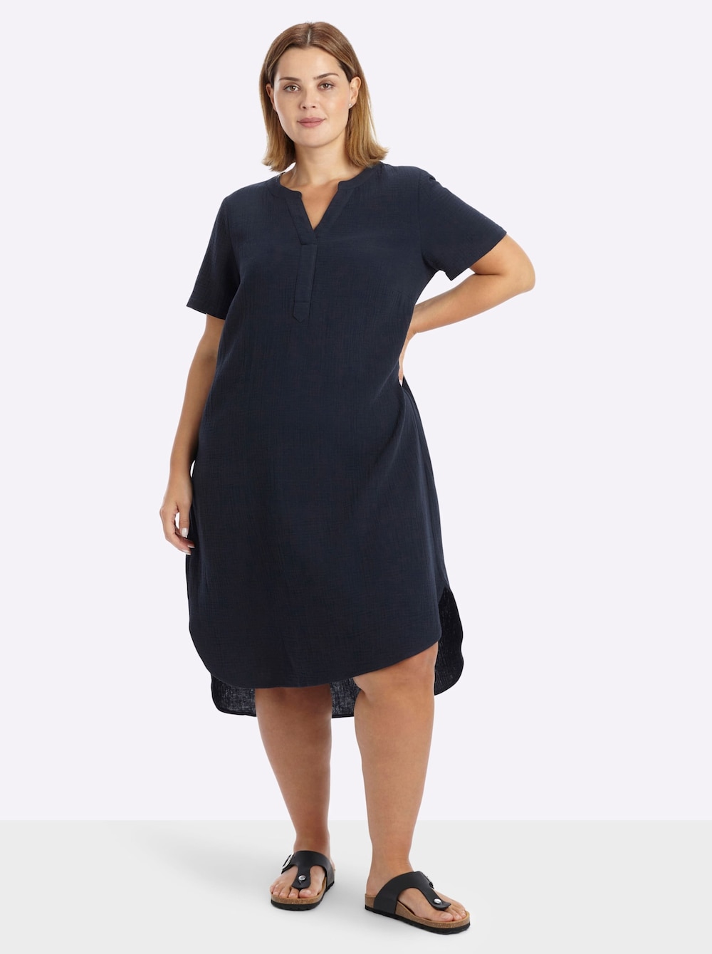 Kleid Kurzarm Ohne Kragen