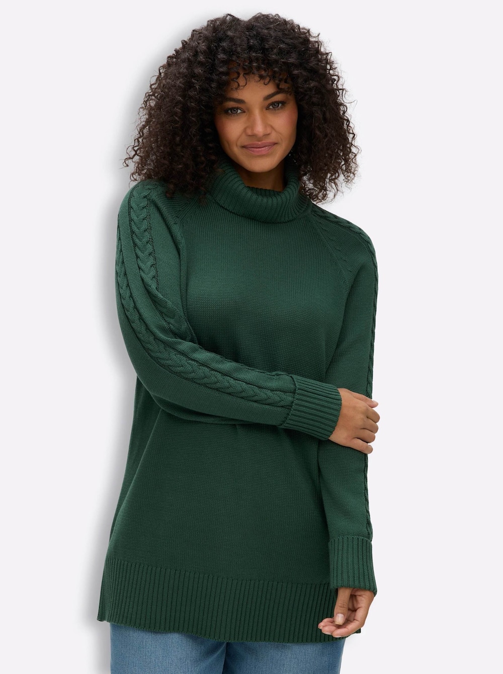 Pullover Rollkragenpullover im Rippstrickmuster Langarm Rollkragen