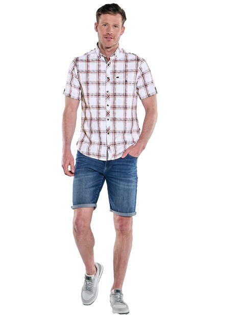 Herren Kurzarm-Hemd kariert , Rot