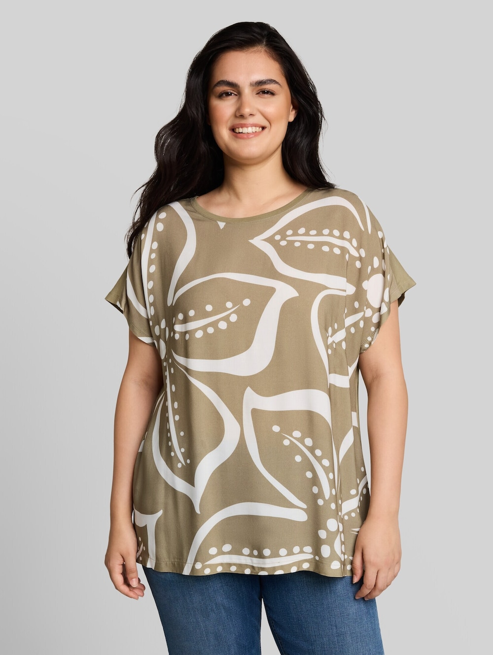 T-Shirt im Material-Mix