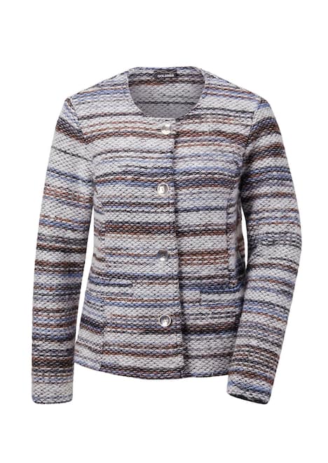 Hüftlange Baumwolljacke mit Streifen