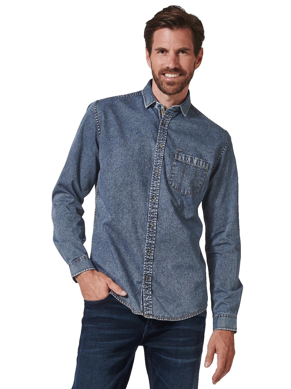 Langarm-Hemd in Denim-Optik