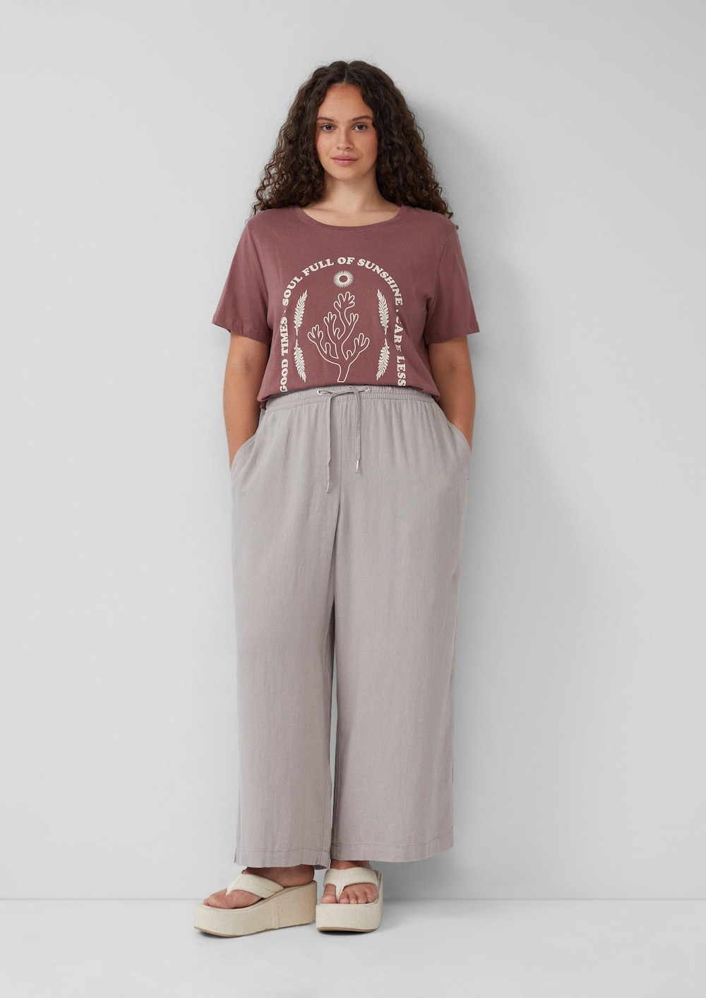 Wide Leg-Hose aus Leinenmix