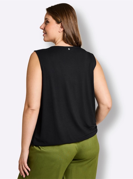 Shirttop Wickeltop mit Gummibund Ärmellos Rundumdehnbund Ohne Kragen