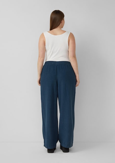 Leinenmix Hose mit weitem Bein