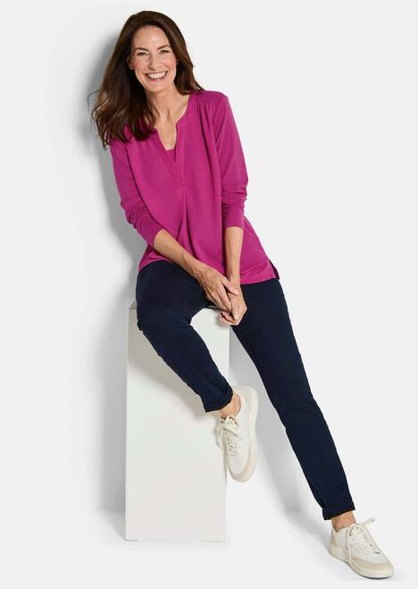 GOLDNER Blouseshirt Blouseshirt met chiffon inzet