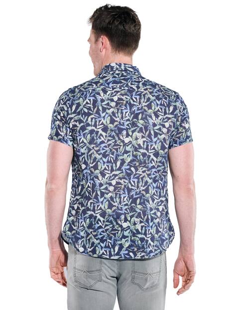 engbers Herren Kurzarm-Hemd gemustert , Saphirblau