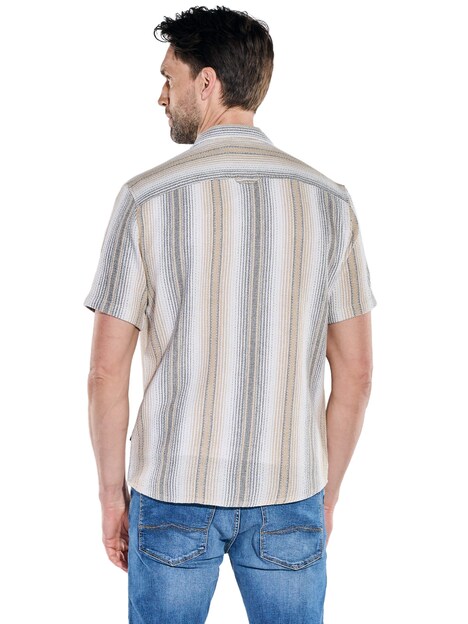 Herren Kurzarm-Overshirt in Strickoptik , Beige