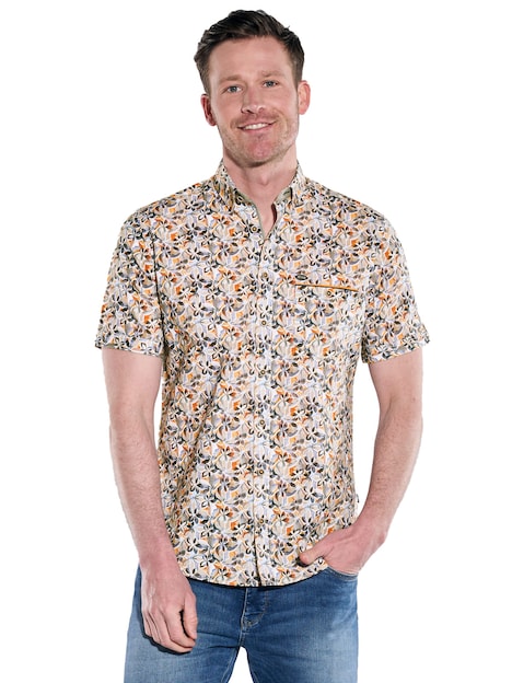 Herren Kurzarm-Hemd gemustert , Orange